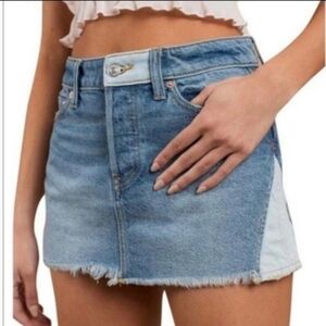 Women’s We The Free Two Toned Denim Jean Skirt Distressed Free People Size 30